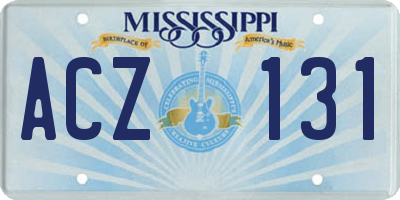 MS license plate ACZ131