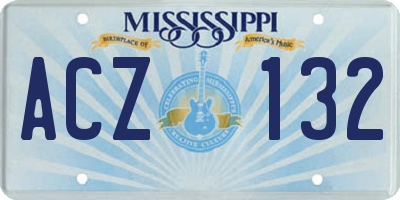MS license plate ACZ132