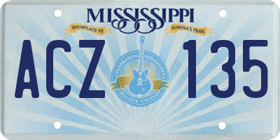 MS license plate ACZ135