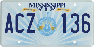 MS license plate ACZ136