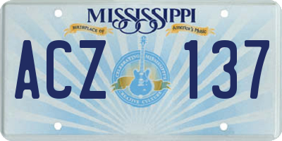MS license plate ACZ137