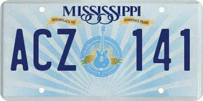 MS license plate ACZ141
