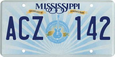 MS license plate ACZ142