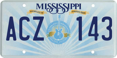 MS license plate ACZ143