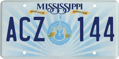 MS license plate ACZ144