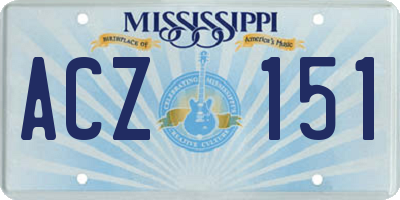 MS license plate ACZ151