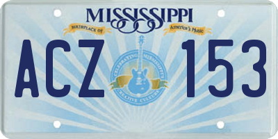 MS license plate ACZ153