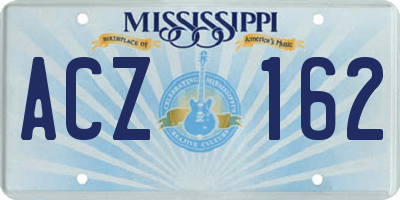 MS license plate ACZ162