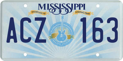 MS license plate ACZ163
