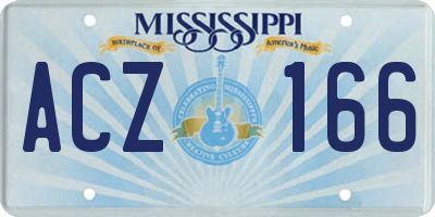 MS license plate ACZ166