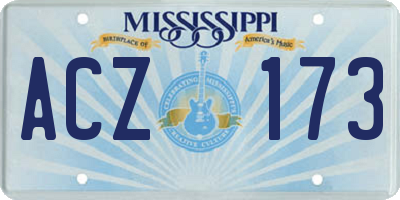 MS license plate ACZ173