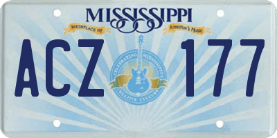 MS license plate ACZ177
