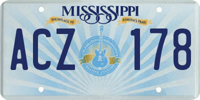 MS license plate ACZ178