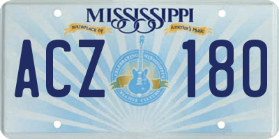 MS license plate ACZ180