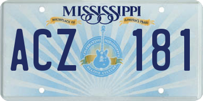 MS license plate ACZ181