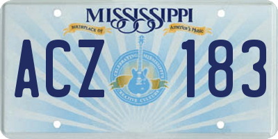 MS license plate ACZ183