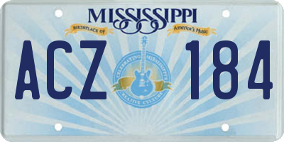 MS license plate ACZ184