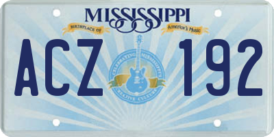 MS license plate ACZ192