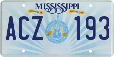 MS license plate ACZ193