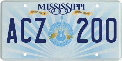 MS license plate ACZ200