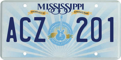 MS license plate ACZ201