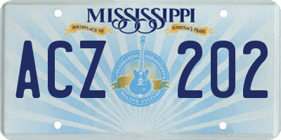 MS license plate ACZ202