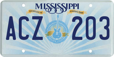 MS license plate ACZ203