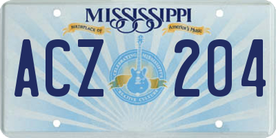 MS license plate ACZ204
