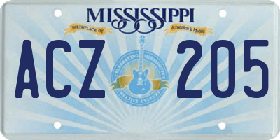 MS license plate ACZ205