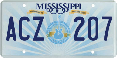 MS license plate ACZ207