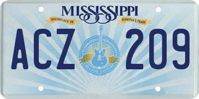 MS license plate ACZ209