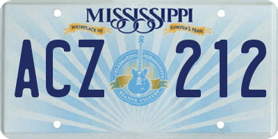 MS license plate ACZ212