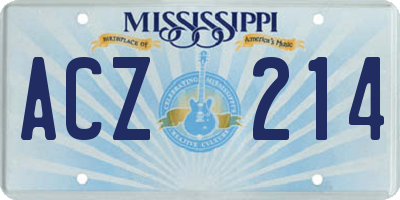 MS license plate ACZ214