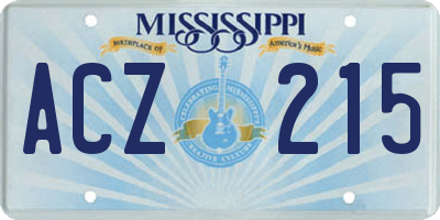 MS license plate ACZ215