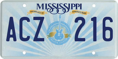MS license plate ACZ216