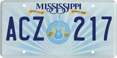MS license plate ACZ217