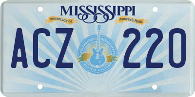MS license plate ACZ220