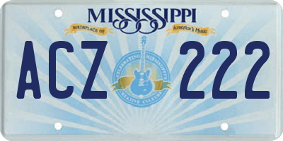 MS license plate ACZ222