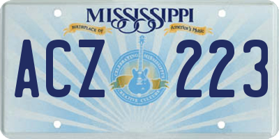 MS license plate ACZ223