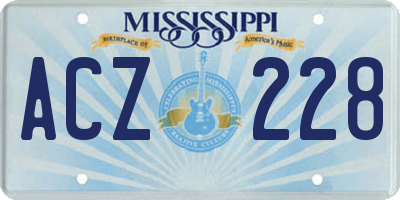 MS license plate ACZ228