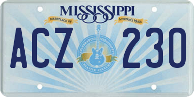 MS license plate ACZ230
