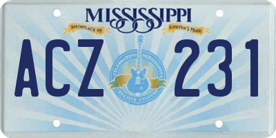 MS license plate ACZ231