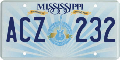 MS license plate ACZ232