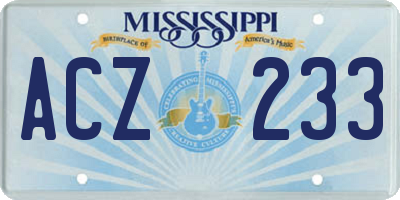 MS license plate ACZ233