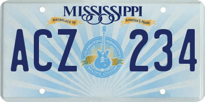 MS license plate ACZ234