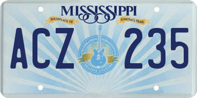 MS license plate ACZ235