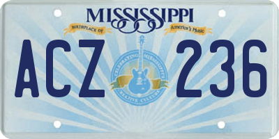 MS license plate ACZ236