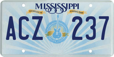 MS license plate ACZ237