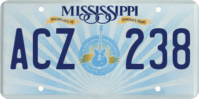 MS license plate ACZ238