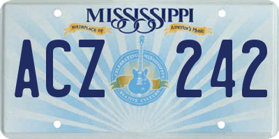 MS license plate ACZ242
